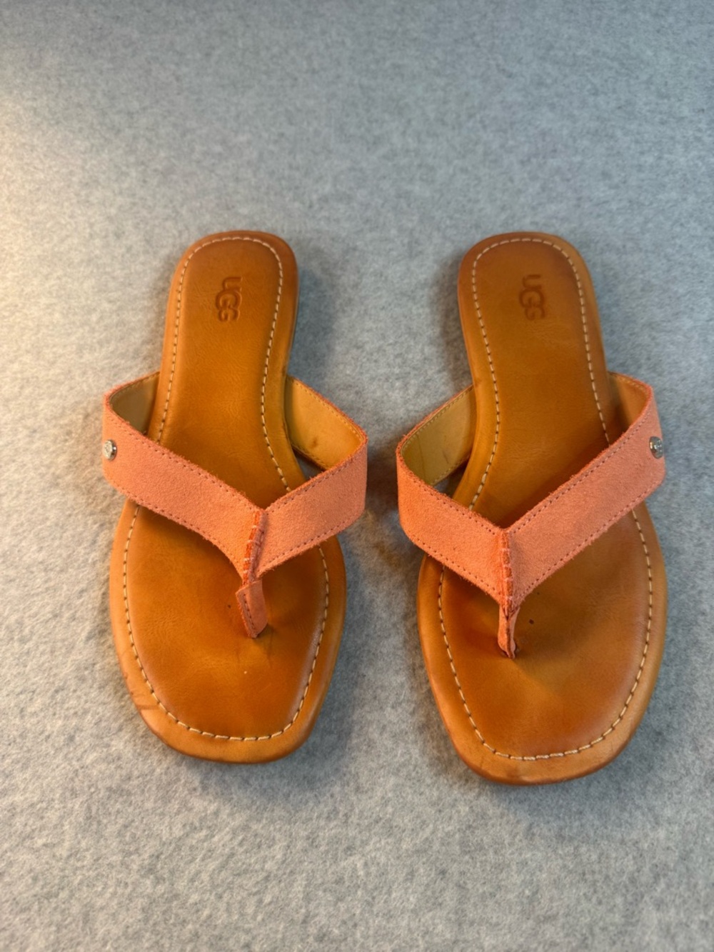 UGG Tuolumne Flip Flops Coral Suede Thong Sandals 6